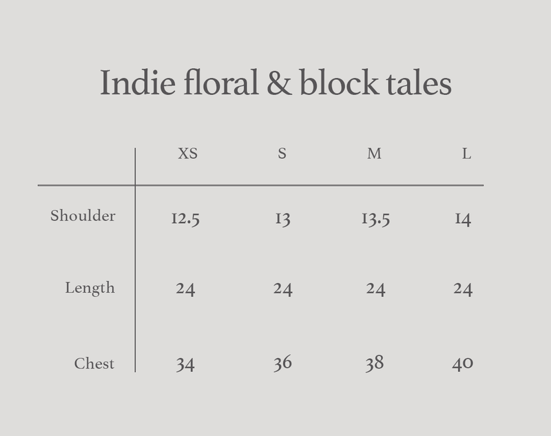 Size chart for Indie Floral Top